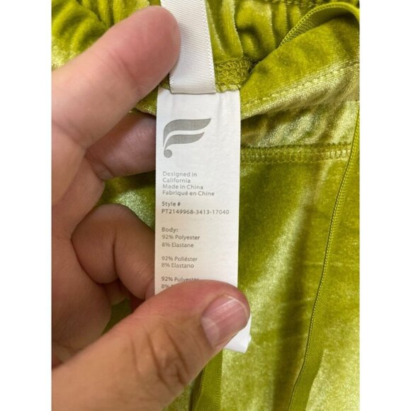 Fabletics Women's Daria Luxe Velour Pocket Joggers Crushed Velvet Lime Green M - Picture 5 of 7